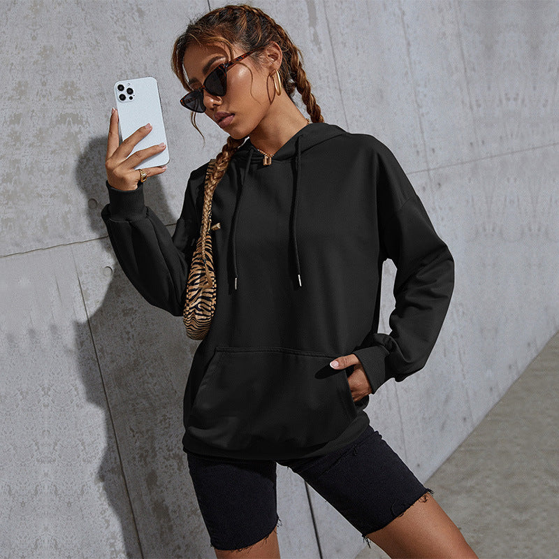 Women's Oversized Hoodie with Kangaroo Pocket and Elastic Hem Mune Fashion