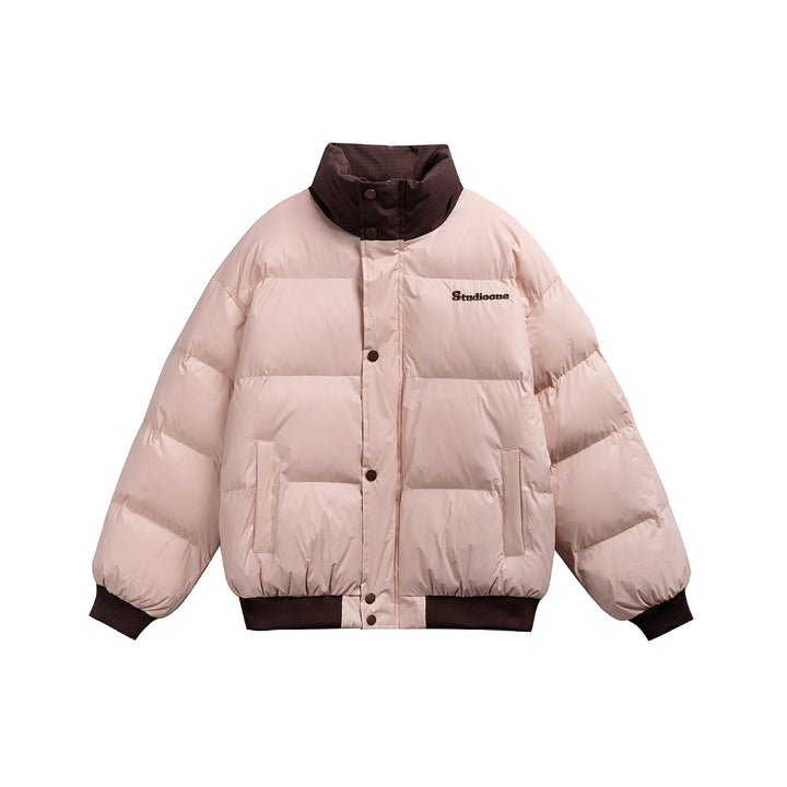 Unisex Short Cut Ultrathin Down Look Puffer with High Standing Collar and Ribbed Cuff Mune Fashion
