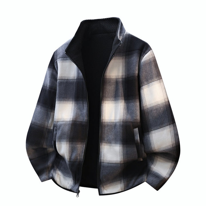 Men's structured fleece overlay jacket with contrast chest pocket and two-way zipper Mune Fashion