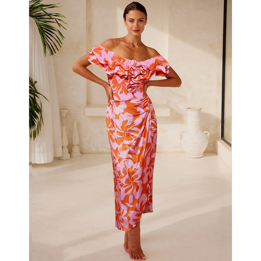 Women One-Piece Swimsuit with Elegant Ruffle Details Mune Fashion