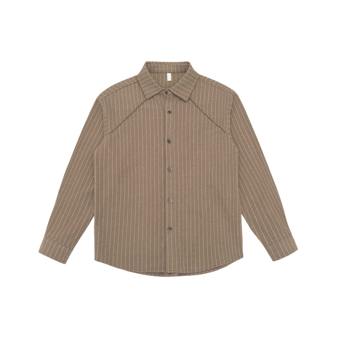 Women Oversize Shirt Jacket with Distinctive Shoulder Yoke and Pinstripes Mune Fashion