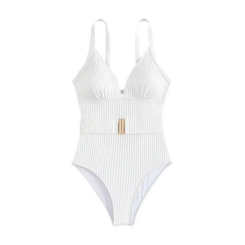 Women's one-piece swimsuit with stylish waist belt Mune Fashion
