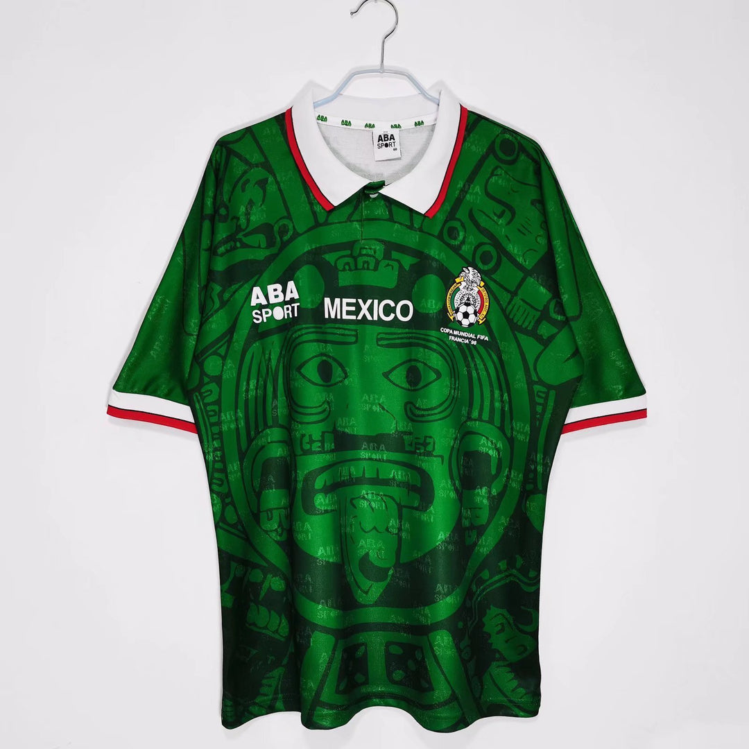 Unisex nan vintage-inspired football shirt with polo collar and large-scale Aztec motif Mune Fashion