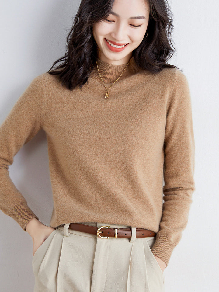 Women's Short Roll Neck Fine Knit Sweater with Light Mohair Effect Mune Fashion