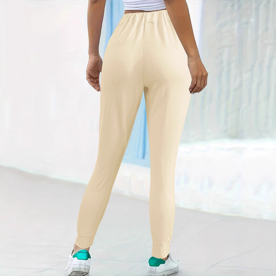 Women's Casual Jogging Pants with High Elastic Waistband, Side Pockets and Narrow Cuffs