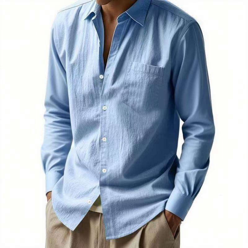 Men's Vacation-Appropriate Relaxed Collar Shirt made of Linen Blend with Chest Pocket Mune Fashion