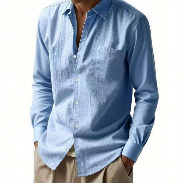 Men's Vacation-Appropriate Relaxed Collar Shirt made of Linen Blend with Chest Pocket Mune Fashion