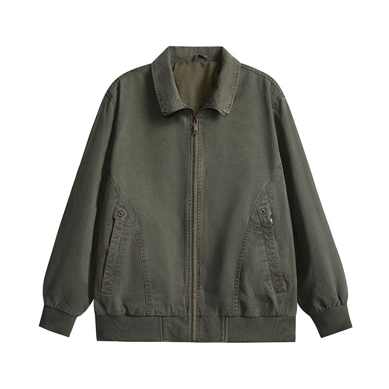 Men's lightweight cotton twill transitional jacket with zipper and balloon sleeves Mune Fashion