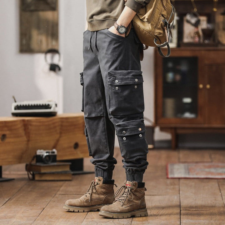 Men's cargo pants with multifunctional flap pockets and elastic hem Mune Fashion
