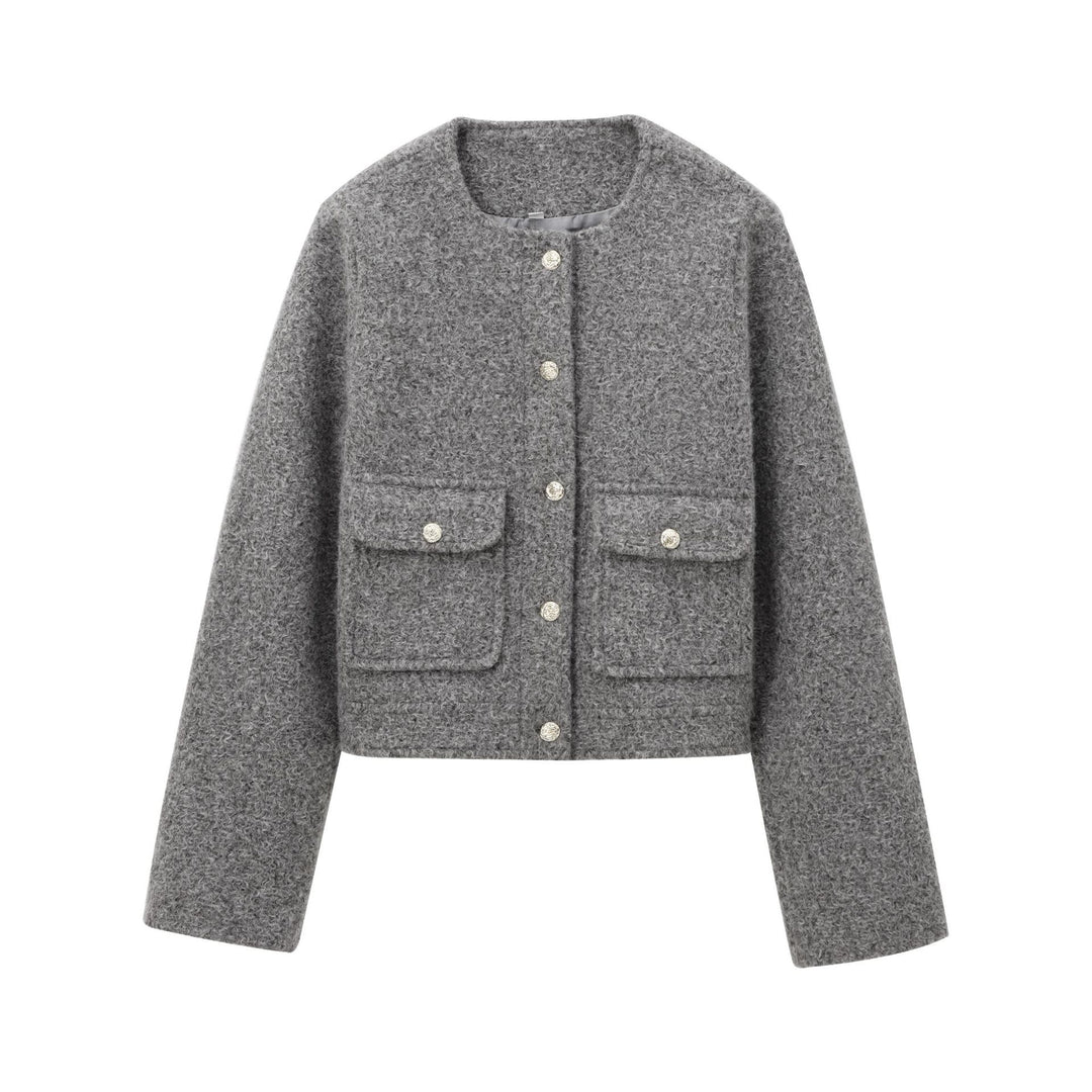 Women's structured short jacket in bouclé look with patch pockets Mune Fashion