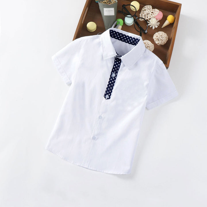 Stylish short-sleeved shirt for boys with playful application Mune Fashion