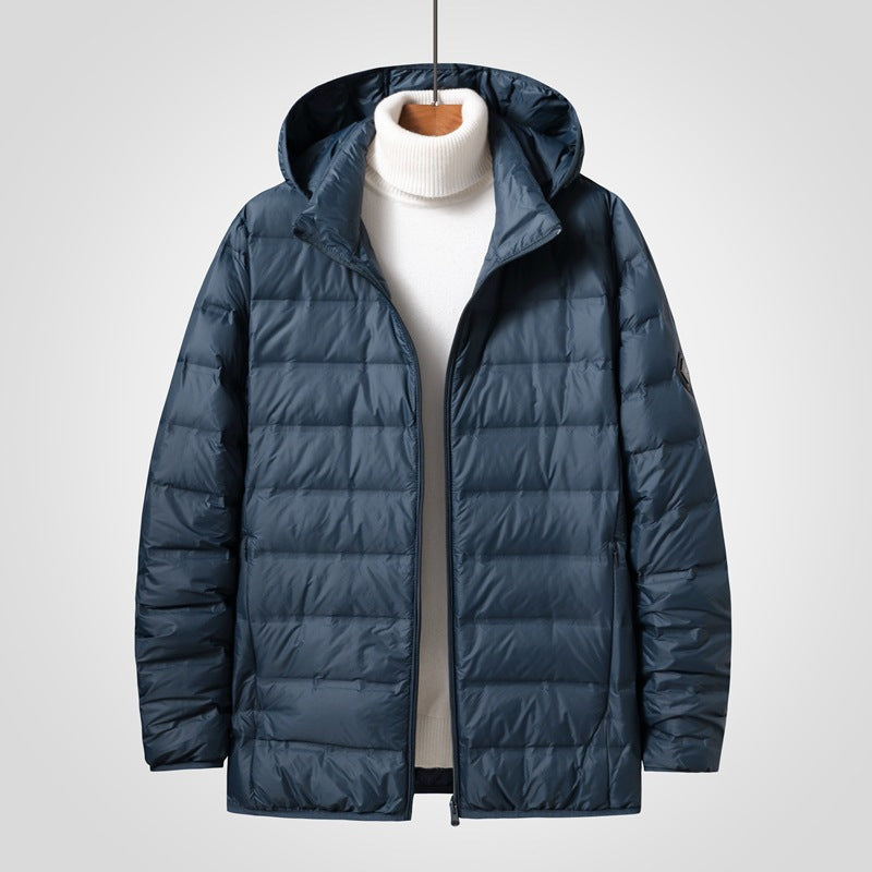 Men's Ultra-Light Compact Padded Coat with Hood and Water-Repellent Shell Mune Fashion