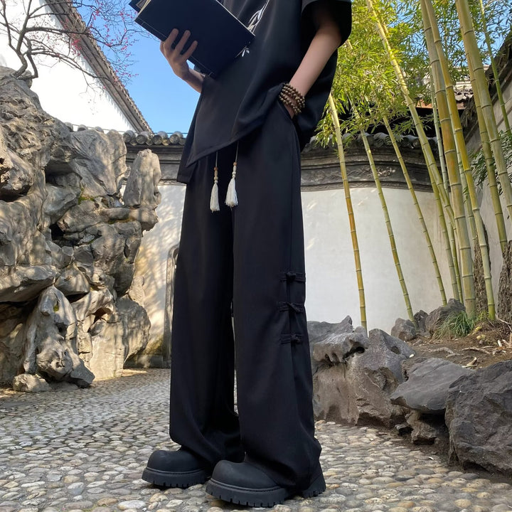 Men's Loose-Fit Casual Pants with Decorative Details Mune Fashion
