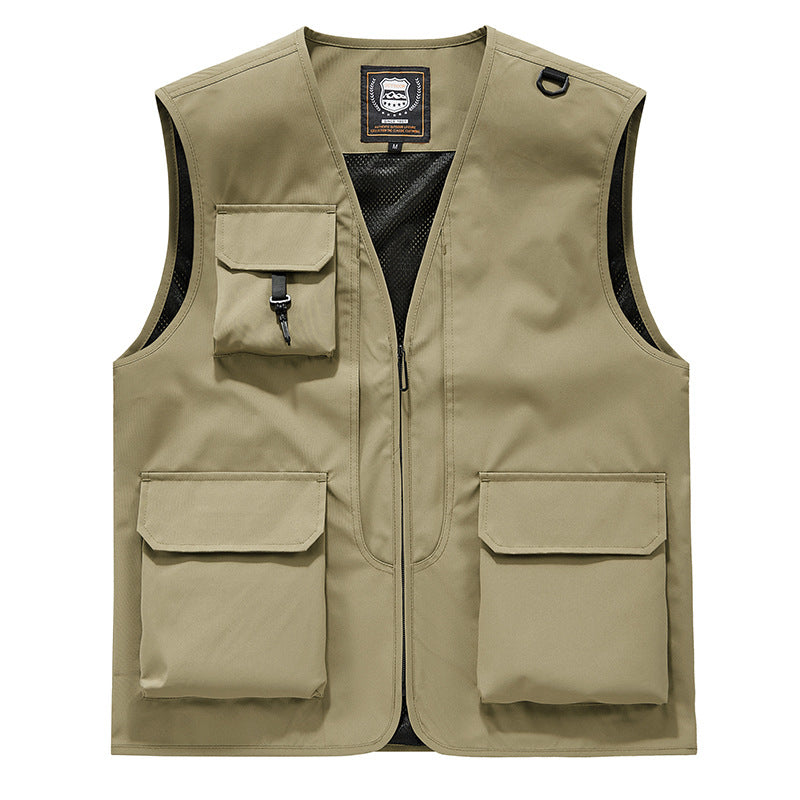 Unisex Multi-pocket Utility Vest with Mesh Lining, D-Ring, and Durable Exterior Pockets Mune Fashion