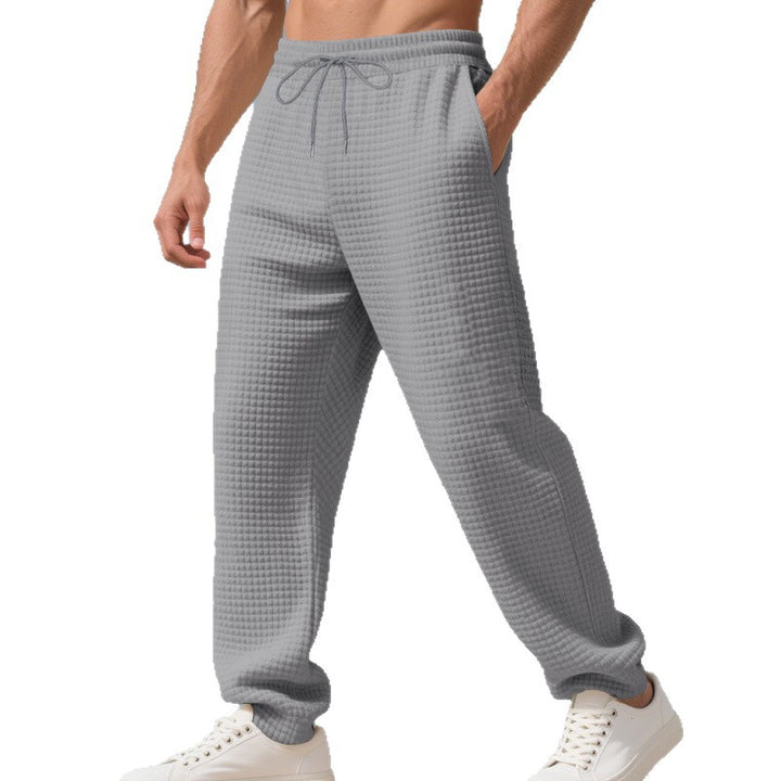 Men's Loose-Fitting Lounge Pants with Waffle Texture and Drawstring Mune Fashion