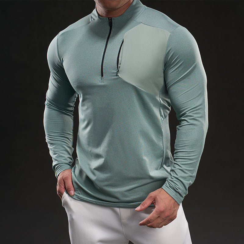 Men Breathable Functional Long Sleeve Shirt with Short Zip and Slim Fit Mune Fashion