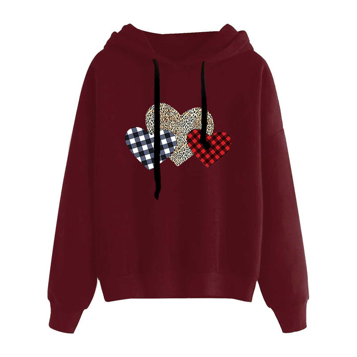Women's casual oversized hoodie with heart and paw print, drawstring and ribbed cuffs Mune Fashion