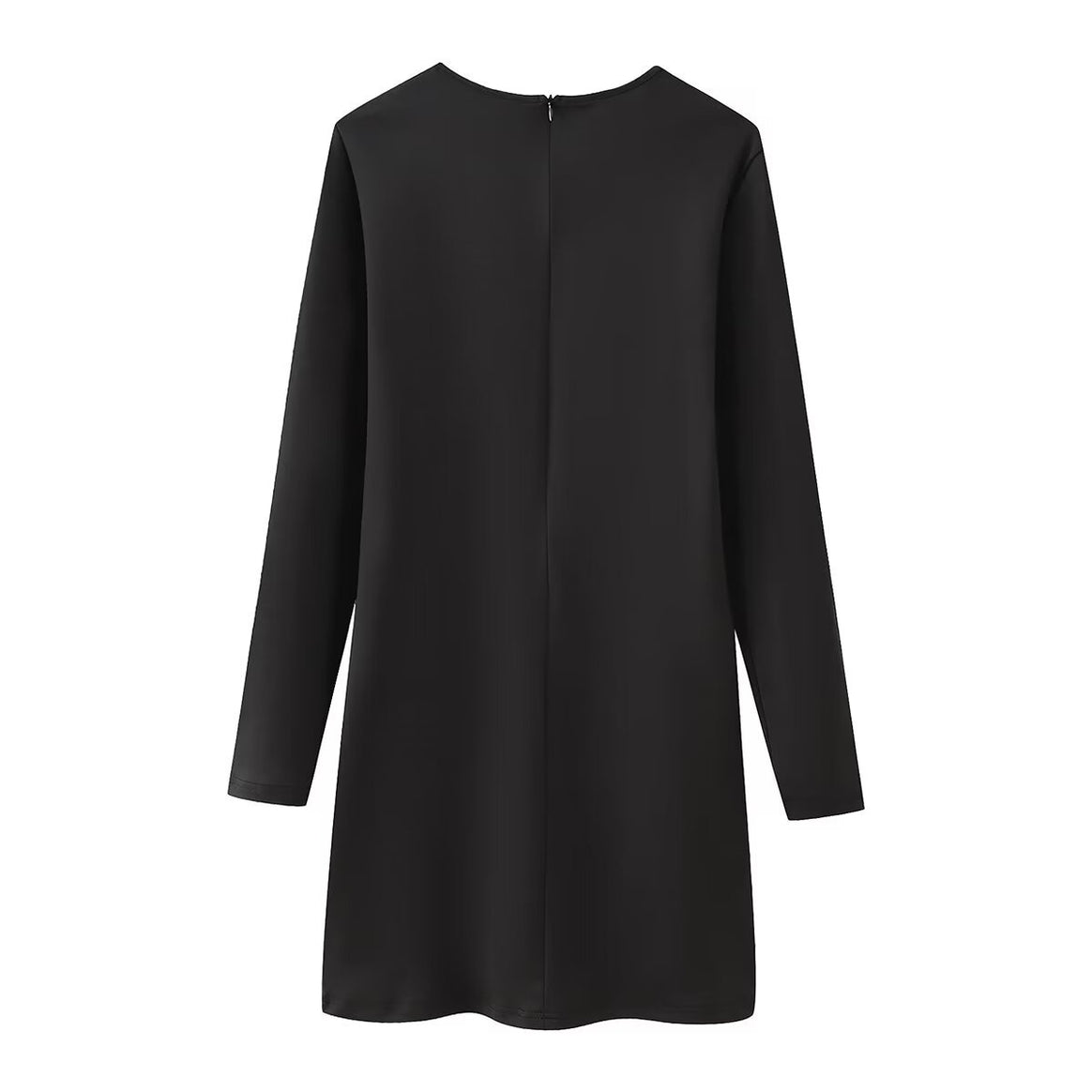 Women's plain A-line mini dress with long sleeves and concealed back zipper Mune Fashion