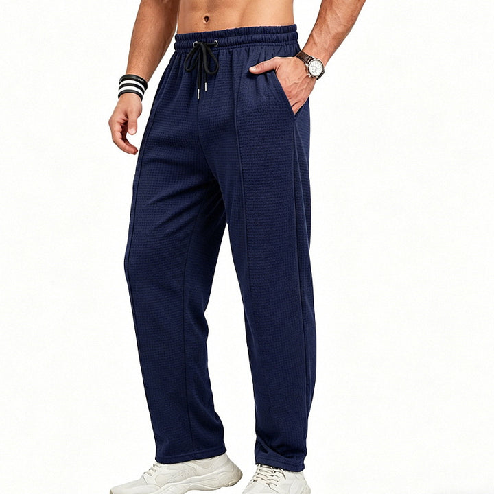 Men's Textured Relax-Fit Jogging Pants with Crease and Drawstring Mune Fashion