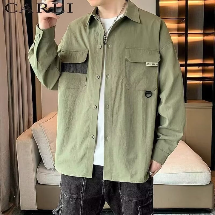 Men's utility-style overshirt jacket with patch flap pockets Mune Fashion