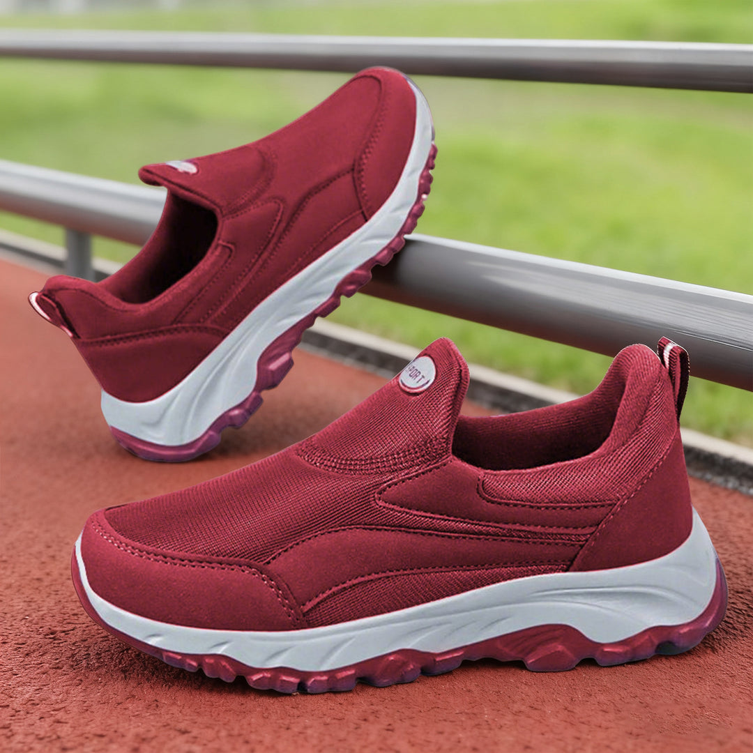 Women’s lightweight slip-on walking sneaker with elastic entry, padded memory insole, and profiled non-slip outsole Mune Fashion