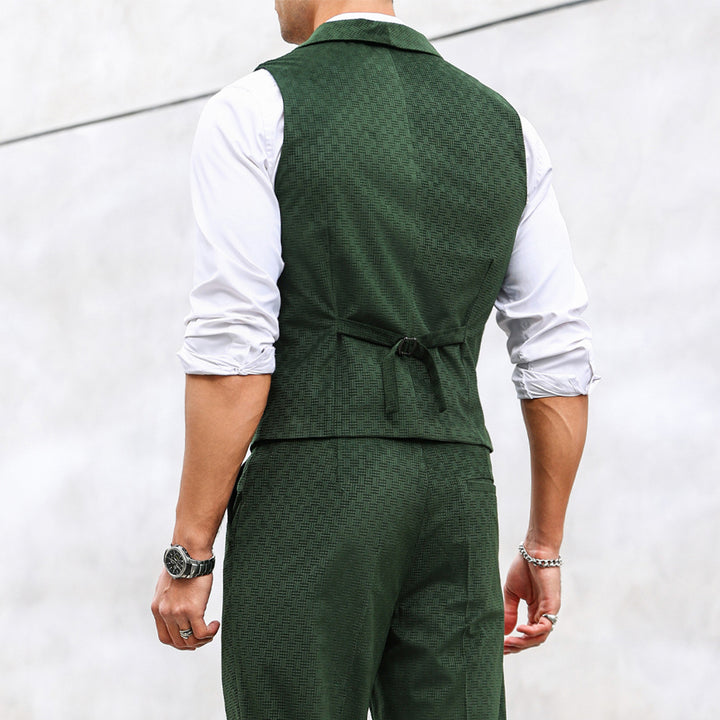 Men's Tailored Waistcoat with Shawl Collar, Three-Button Closure and Textured Weaving Structure Mune Fashion
