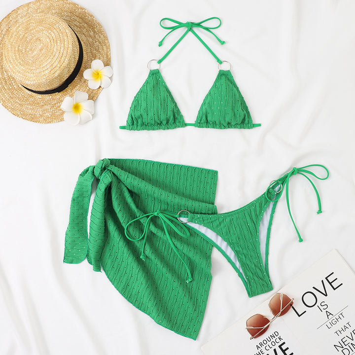 Women's Triangle Bikini Set with Stylish Wrap Skirt Mune Fashion