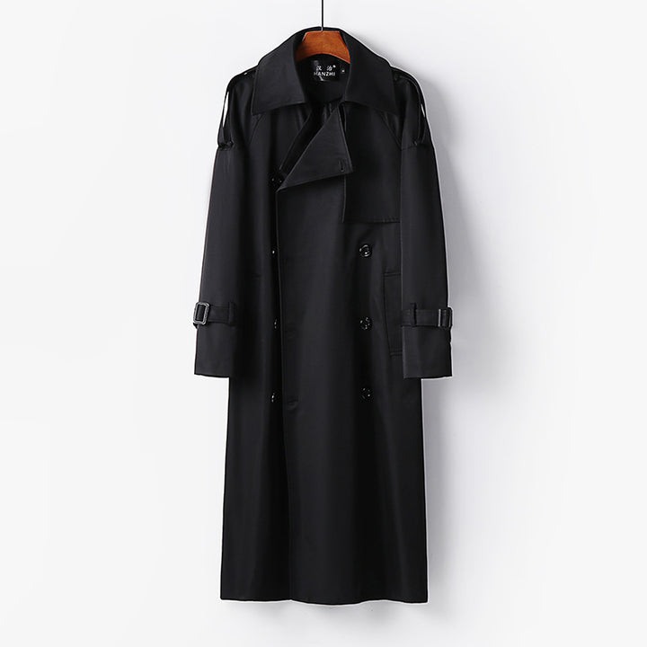 Women Longer Double-breasted Trench Coat with Tie Belt and Epaulettes Mune Fashion