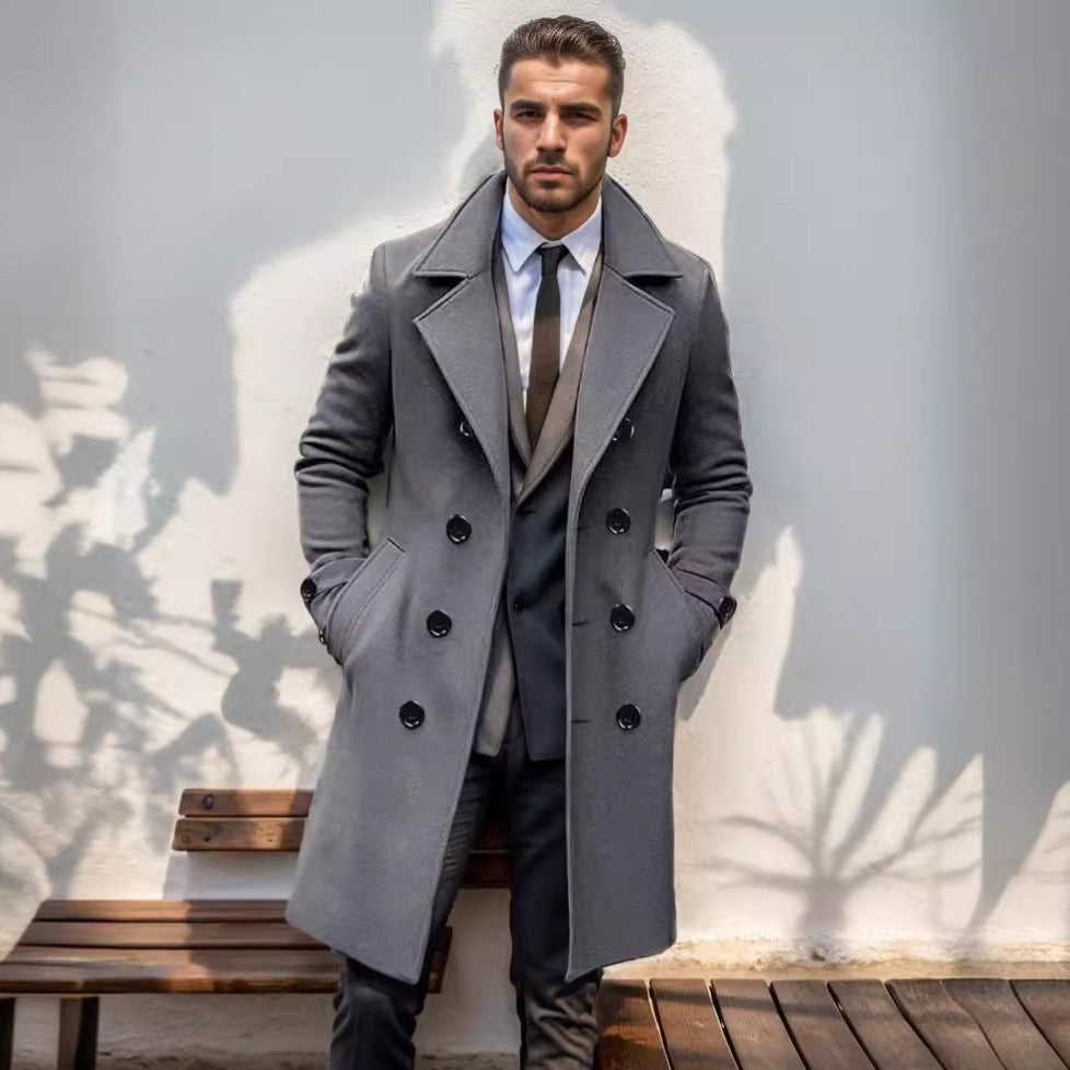 Men's double-breasted wool coat with wide lapels and fitted silhouette Mune Fashion