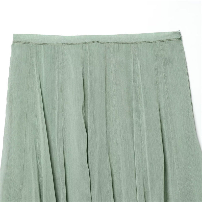 Women's maxi skirt made of pleated chiffon with a high waist and flowing A-line Mune Fashion