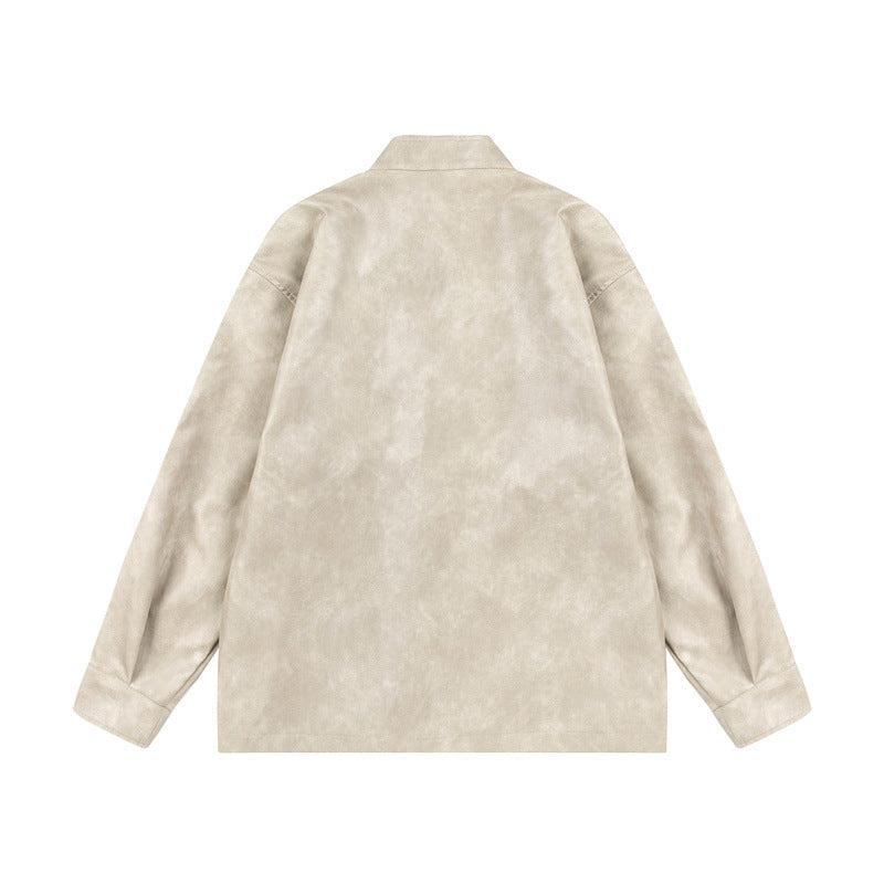 Unisex Asian inspired oversized jacket with mandarin collar and knot closures Mune Fashion