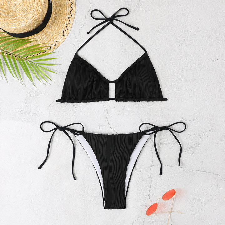 Women's bikini set with sophisticated pleated design and adjustable straps Mune Fashion