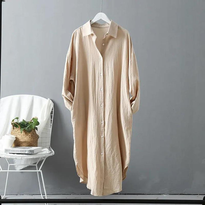 Women's Oversized Blouse Shirt In Casual Cut with Button Placket Mune