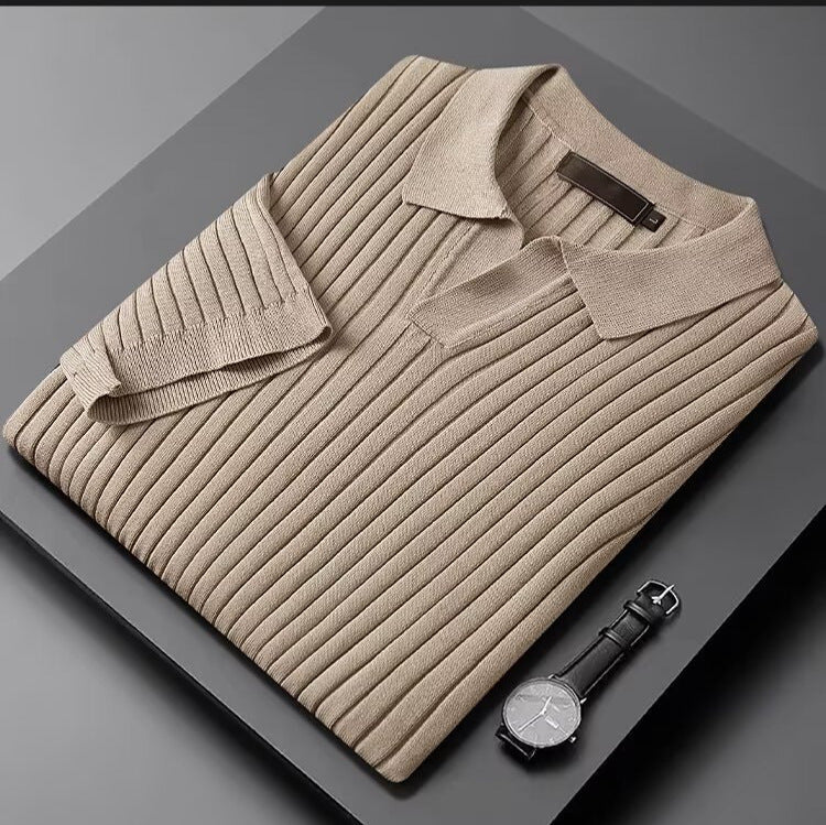 Men's Elegant Polo Shirt with Ribbed Structure Mune Fashion