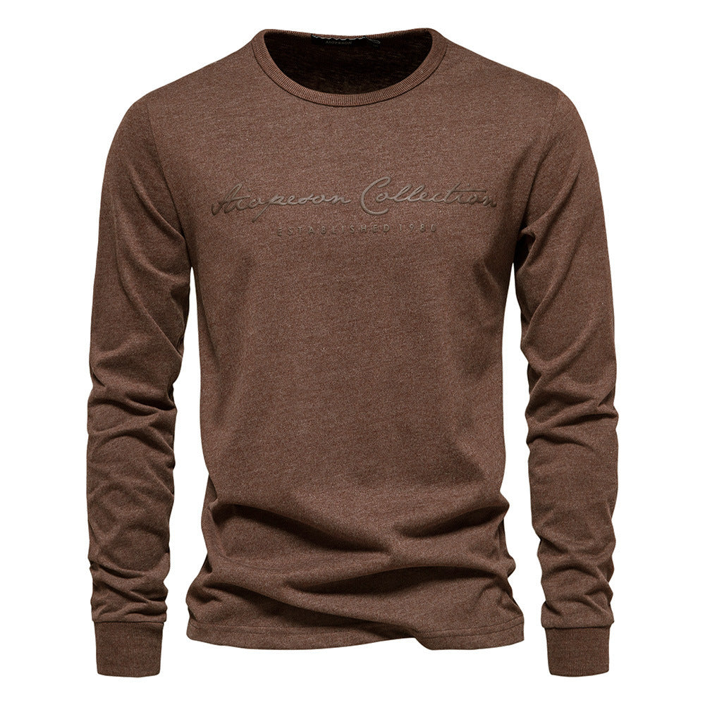 Men's Nano Minimalist Round Neck Sweatshirt Made of Cotton Blend with Ribbed Cuffs Mune Fashion