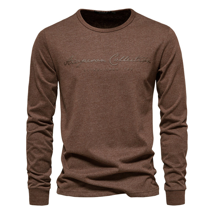 Men's Nano Minimalist Round Neck Sweatshirt Made of Cotton Blend with Ribbed Cuffs Mune Fashion