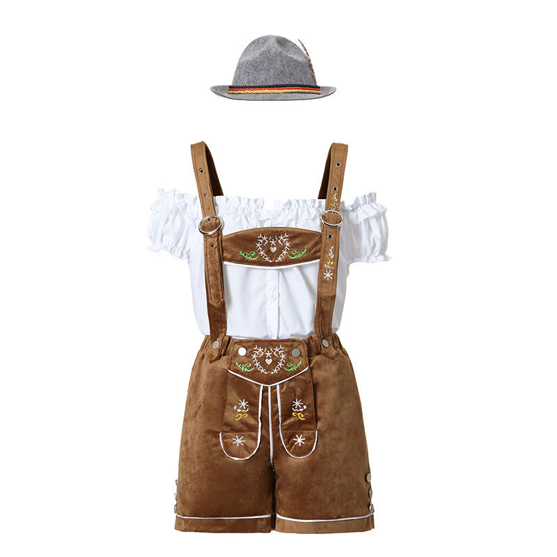 Ladies nan Trachten-Overalls Shorts with delicate embroidery and adjustable straps Mune Fashion