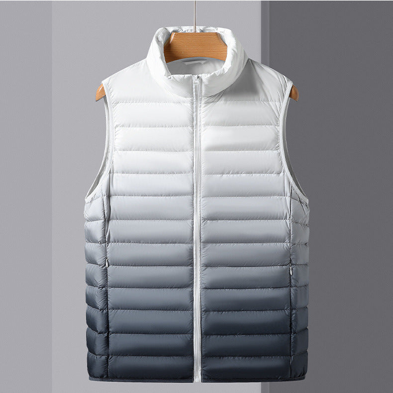 Men's lightweight quilted thermal vest with stand-up collar and ombré quilting Mune Fashion