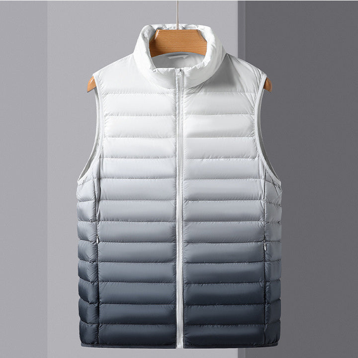 Men's lightweight quilted thermal vest with stand-up collar and ombré quilting Mune Fashion