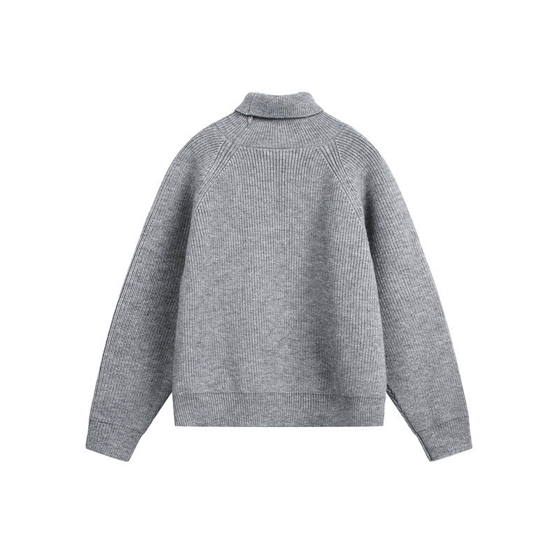 Unisex rollneck sweater made of coarse rib knit with raglan sleeves and straight hem Mune Fashion