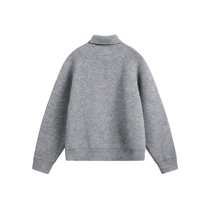 Unisex rollneck sweater made of coarse rib knit with raglan sleeves and straight hem Mune Fashion