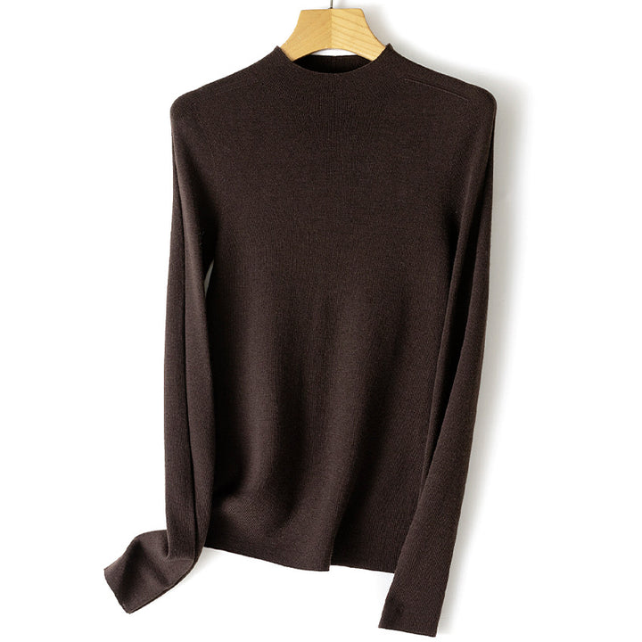 Women's fine knit pullover with stand-up collar and slim silhouette Mune Fashion