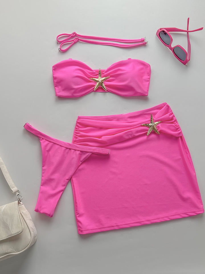 Women's bandeau bikini set with chic ruffle decoration and stylish skirt Mune Fashion