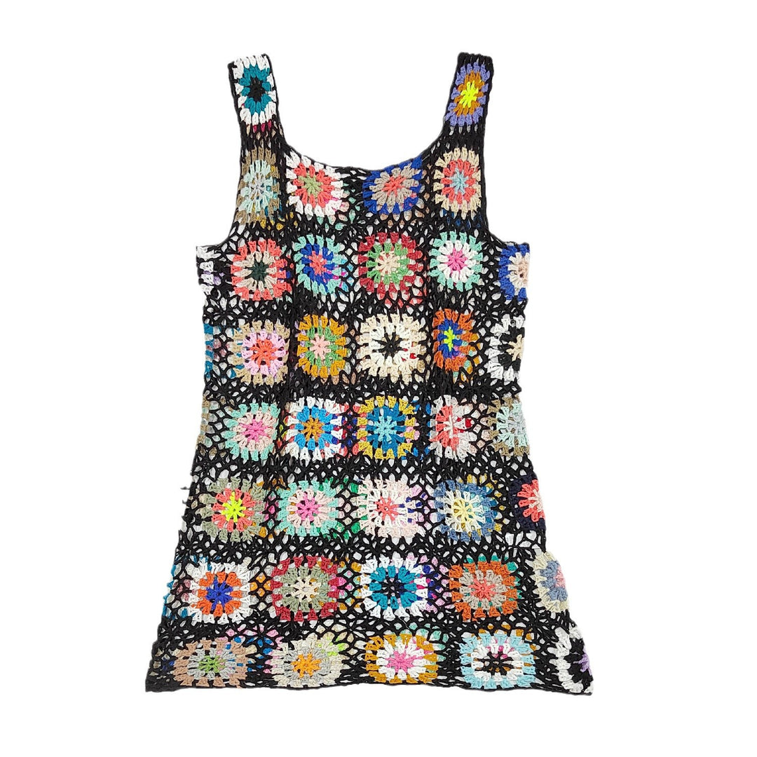 Women airy crochet dress with colorful granny square pattern Mune Fashion