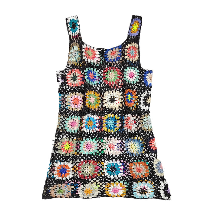 Women airy crochet dress with colorful granny square pattern Mune Fashion