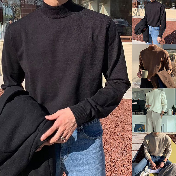 Men's Elegant Pullover with Mock-Neck Mune Fashion