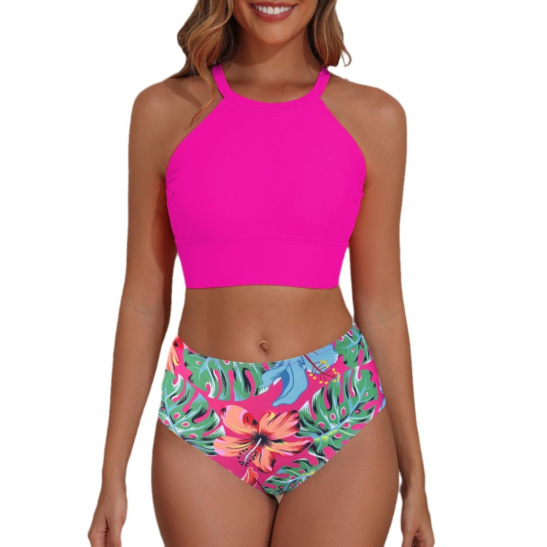 Women's Sporty Bikini Set with High-Cut Bottom and Modern Back Mune Fashion