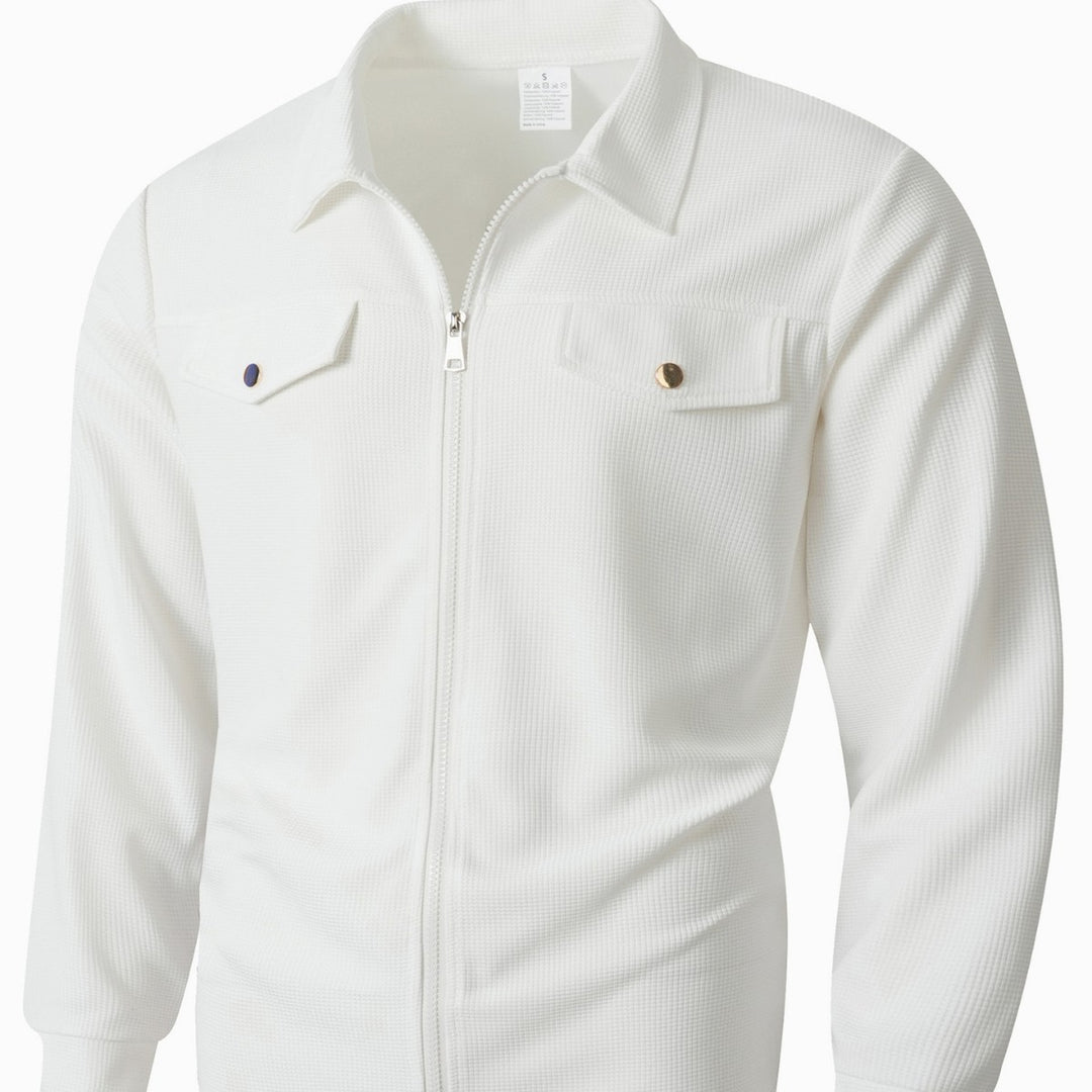 Men's structured overshirt jacket with waffle texture, flap pockets and concealed zipper Mune Fashion