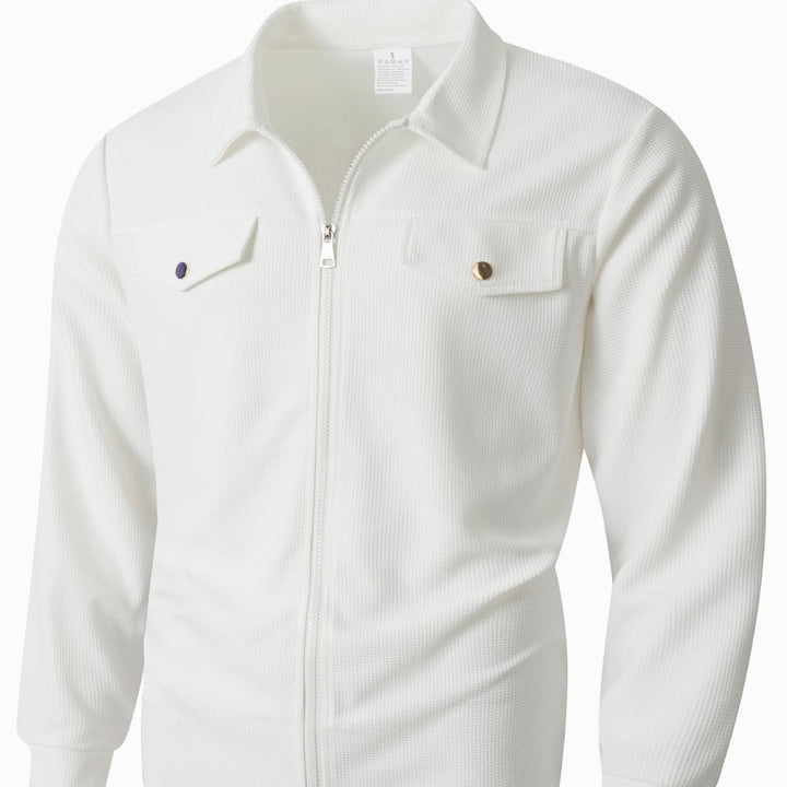 Men's structured overshirt jacket with waffle texture, flap pockets and concealed zipper Mune Fashion