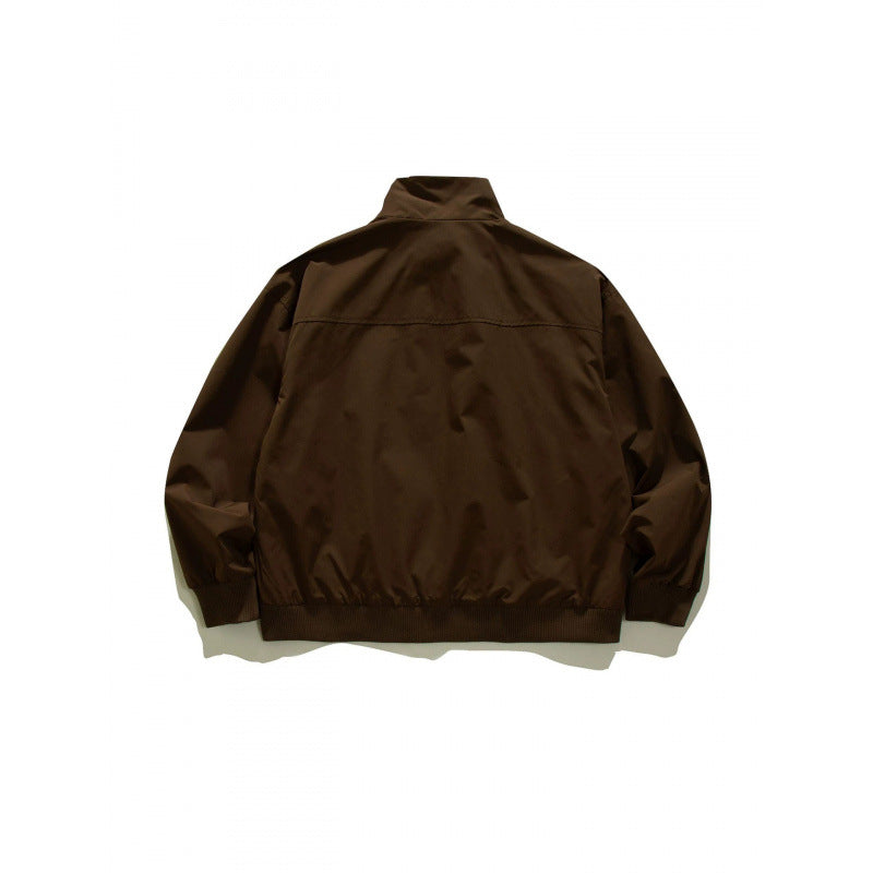 Men's Lightweight Boxy Training Jacket with Stand-Up Collar, Raglan Sleeves and Ribbed Hem Mune Fashion